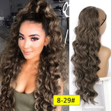 Yeknu Long Wavy Ponytail Hair Synthetic Drawstring Ponytail Clip in Hairpiece Black Wave Ponytail for Black Women