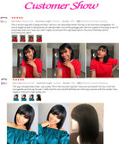 Yeknu Straight Bob Human Hair Wigs With Bangs Short Brazilian Human Hair Bob Wigs For Woman No Lace Full Machine Made Human Hair Wigs