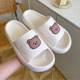 Yeknu Women Men Summer Slippers Sandals Beach Slides Flip Flops Cartoon Bear Dog Tiger Thick Soled Boys Girls Unisex Bathroom Shoes