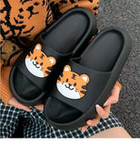 Yeknu Women Men Summer Slippers Sandals Beach Slides Flip Flops Cartoon Bear Dog Tiger Thick Soled Boys Girls Unisex Bathroom Shoes