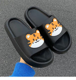 Yeknu Women Men Summer Slippers Sandals Beach Slides Flip Flops Cartoon Bear Dog Tiger Thick Soled Boys Girls Unisex Bathroom Shoes