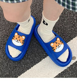 Yeknu Women Men Summer Slippers Sandals Beach Slides Flip Flops Cartoon Bear Dog Tiger Thick Soled Boys Girls Unisex Bathroom Shoes