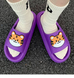 Yeknu Women Men Summer Slippers Sandals Beach Slides Flip Flops Cartoon Bear Dog Tiger Thick Soled Boys Girls Unisex Bathroom Shoes