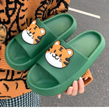 Yeknu Women Men Summer Slippers Sandals Beach Slides Flip Flops Cartoon Bear Dog Tiger Thick Soled Boys Girls Unisex Bathroom Shoes