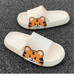 Yeknu Women Men Summer Slippers Sandals Beach Slides Flip Flops Cartoon Bear Dog Tiger Thick Soled Boys Girls Unisex Bathroom Shoes