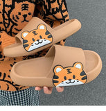 Yeknu Women Men Summer Slippers Sandals Beach Slides Flip Flops Cartoon Bear Dog Tiger Thick Soled Boys Girls Unisex Bathroom Shoes