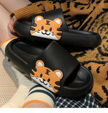 Yeknu Women Men Summer Slippers Sandals Beach Slides Flip Flops Cartoon Bear Dog Tiger Thick Soled Boys Girls Unisex Bathroom Shoes