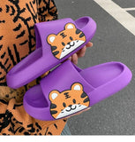 Yeknu Women Men Summer Slippers Sandals Beach Slides Flip Flops Cartoon Bear Dog Tiger Thick Soled Boys Girls Unisex Bathroom Shoes