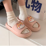 Yeknu Women Men Summer Slippers Sandals Beach Slides Flip Flops Cartoon Bear Dog Tiger Thick Soled Boys Girls Unisex Bathroom Shoes