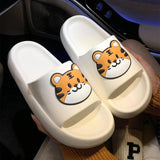 Yeknu Women Men Summer Slippers Sandals Beach Slides Flip Flops Cartoon Bear Dog Tiger Thick Soled Boys Girls Unisex Bathroom Shoes