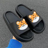 Yeknu Women Men Summer Slippers Sandals Beach Slides Flip Flops Cartoon Bear Dog Tiger Thick Soled Boys Girls Unisex Bathroom Shoes