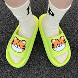 Yeknu Women Men Summer Slippers Sandals Beach Slides Flip Flops Cartoon Bear Dog Tiger Thick Soled Boys Girls Unisex Bathroom Shoes