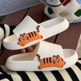 Yeknu Women Men Summer Slippers Sandals Beach Slides Flip Flops Cartoon Bear Dog Tiger Thick Soled Boys Girls Unisex Bathroom Shoes