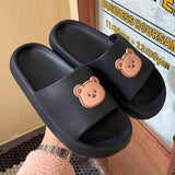 Yeknu Women Men Summer Slippers Sandals Beach Slides Flip Flops Cartoon Bear Dog Tiger Thick Soled Boys Girls Unisex Bathroom Shoes