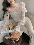 Yeknu Spring Elegant Women&#39;s Puff Sleeve Party Dress Lady Bodycon Dress Korean Clothes Female Vestidos Summer Robe