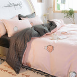 Yeknu Bedding Set Boy Girl Bed Sheet Quilt Cover Pillowcase Single Bed Double Bed Queen Bed Quilt Cover Washed Cotton Bedclothes