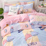 Yeknu Bedding Set Boy Girl Bed Sheet Quilt Cover Pillowcase Single Bed Double Bed Queen Bed Quilt Cover Washed Cotton Bedclothes