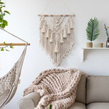 Yeknu Hand Woven Macrame Wall Tapestry Hanging Bohemian Boho Art Decor Wedding Backdrop Gift Home Bedroom Living Room Decoration Nordic Handmade Tassel Cotton 50*70cm