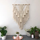 Yeknu Hand Woven Macrame Wall Tapestry Hanging Bohemian Boho Art Decor Wedding Backdrop Gift Home Bedroom Living Room Decoration Nordic Handmade Tassel Cotton 50*70cm